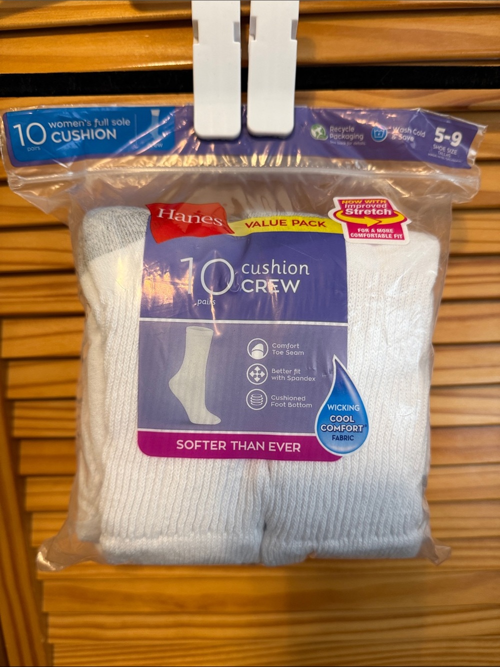Hanes White Cushion Crew Socks 10-Pack - Women's Full Sole